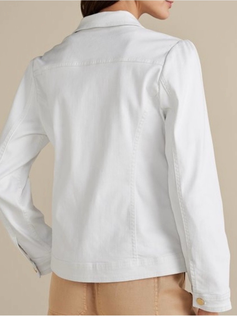 Soft Surroundings White Button-Front Denim Jacket - Picture 2 of 7